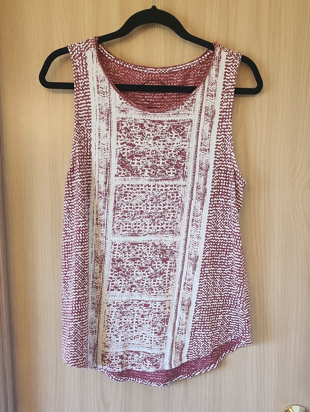 Lucky Brand Rust and Cream Patterned Sleeveless Tank Top